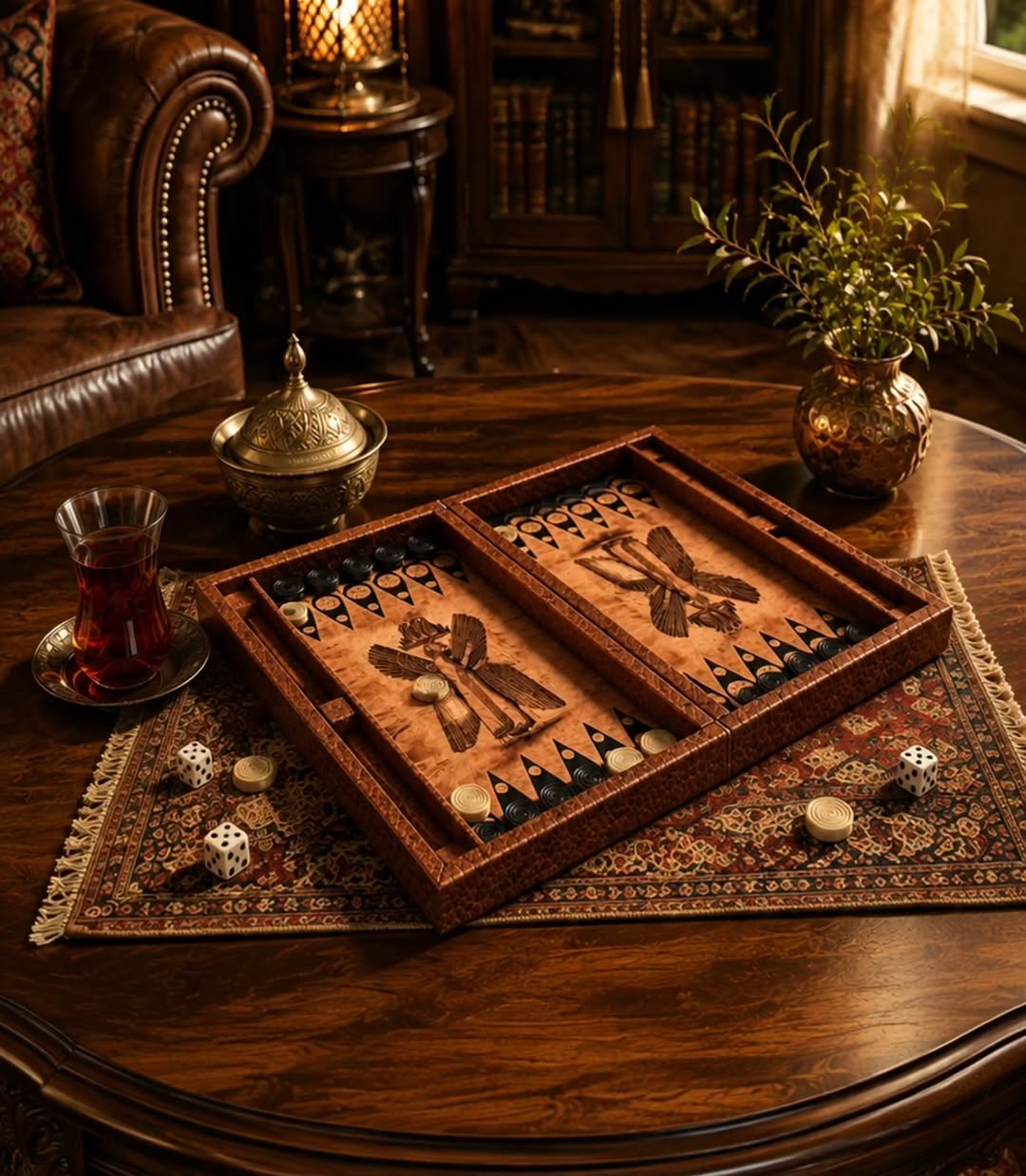 تخته نرد چوبی رویه چرمی