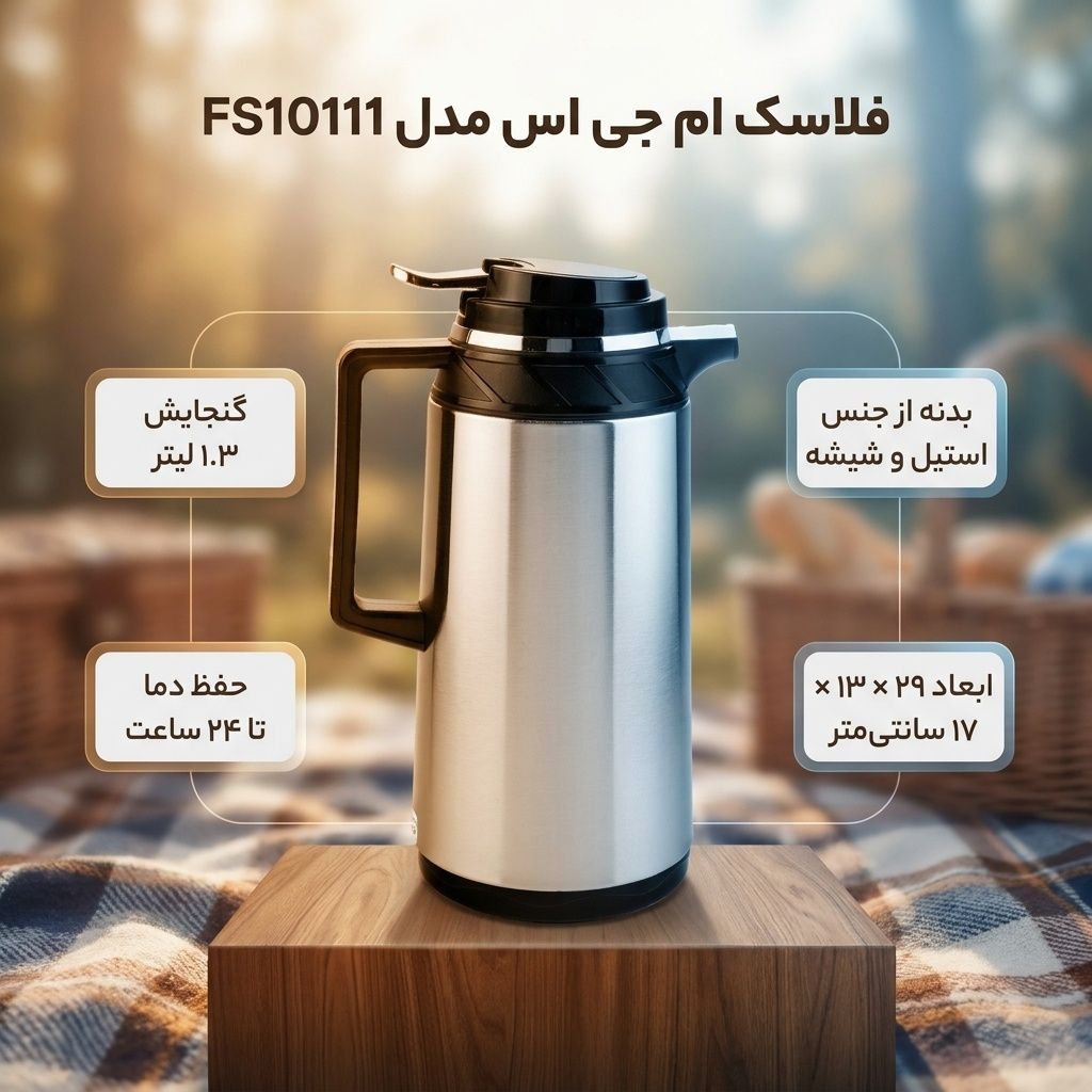 ام جی اس فلاسک استیل ۱/۳ لیتر